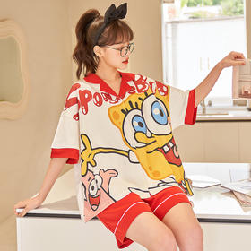 BABY YEON 简约开衫短裤睡衣女网红ins蝴蝶结甜美居家可外穿家居服代发