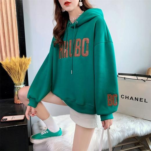 时尚潮流宽松保暖卫衣女加绒加厚新款韩版连帽宽松学生百搭小众设计高档外套上衣女 商品图2