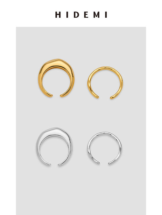 HIDEMI 双圈戒指组合 银色/金色 商品图0
