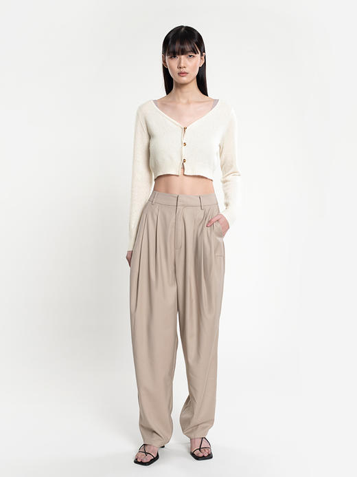 2022新款拉毛丝羊绒12针单股绊扣短款开衫 商品图1