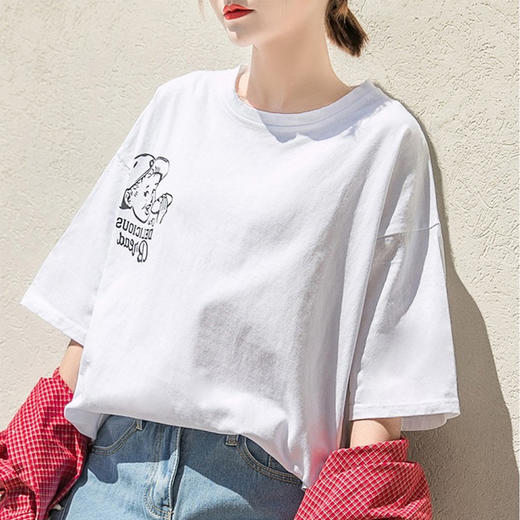 韩版欧洲T恤2022夏季韩版新款印花t恤女短袖宽松韩版学生半袖上衣ins潮 商品图1