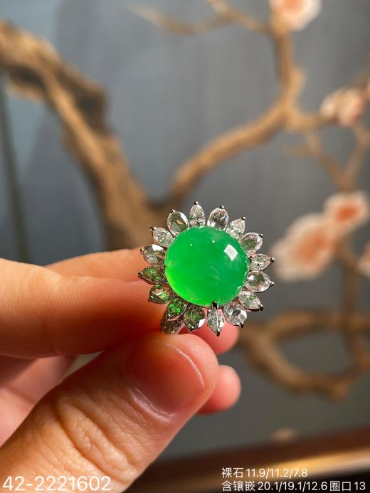 玻璃木纳艳绿蛋面戒指 【42-2221602】具体价格微信咨询 商品图7