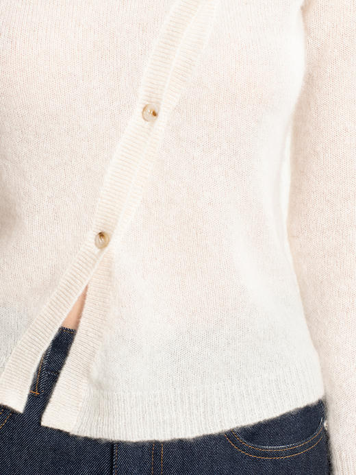 2022新款拉毛丝羊绒7针单股稀针斜襟假式开衫 商品图3