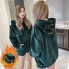 双面金丝绒秋冬季新款韩版时尚百搭显瘦中长款连帽卫衣女外套加绒加厚 商品缩略图2
