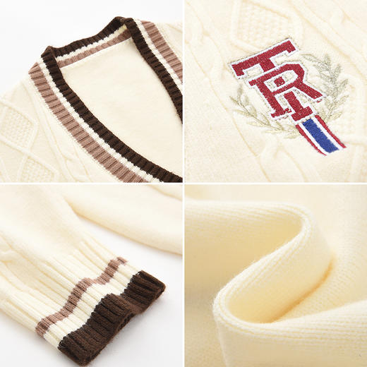 女装V领学院风字母刺绣毛衣开衫M2212362 商品图2