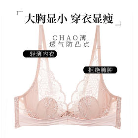 夏娃的诱惑法式内衣薄款大胸显小收副乳防下垂软钢圈抗菌文胸
