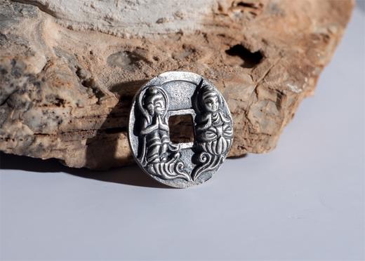 矩德泉坊 纯银手作 淳化元宝背善财童子 供养钱317 商品图4