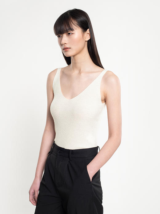 2022新款精纺羊绒混纺12针双股珠迪针法吊带背心 商品图2