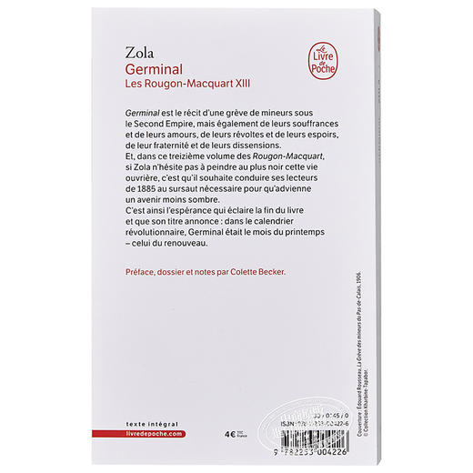 【中商原版】左拉：萌芽（完整版，有前言）法文原版 法文版 Le Livre de Poche Classiques：Germinal 法国文学 世界名著 商品图1