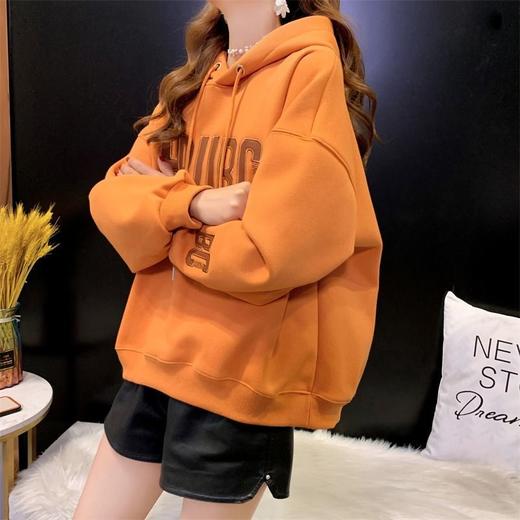 时尚潮流宽松保暖卫衣女加绒加厚新款韩版连帽宽松学生百搭小众设计高档外套上衣女 商品图1