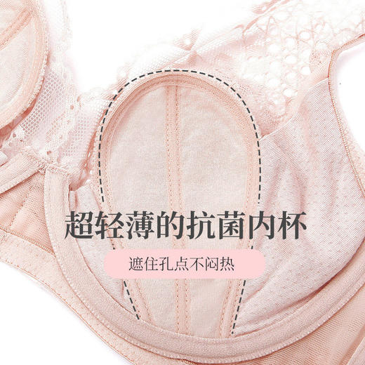 夏娃的诱惑法式内衣薄款大胸显小收副乳防下垂软钢圈抗菌文胸 商品图1