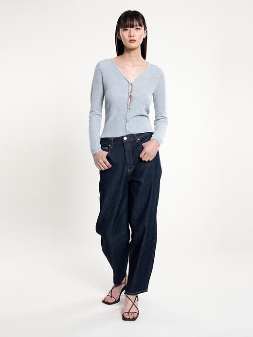 2022新款羊绒混纺12针双股V领绊扣开衫 商品图1