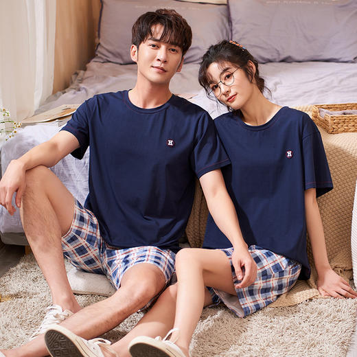 BABY YEON 2022夏季情侣睡衣简约舒适纯棉连衣睡裙夫妻居家可外穿家居服 商品图5