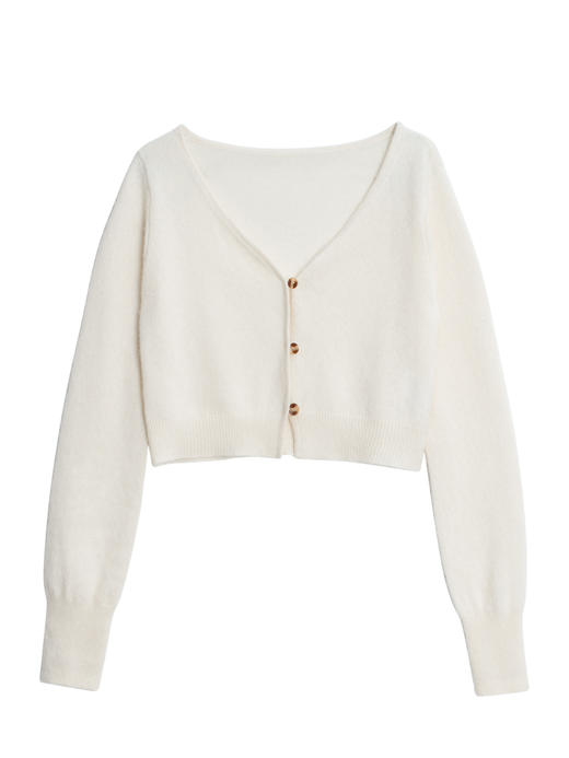 2022新款拉毛丝羊绒12针单股绊扣短款开衫 商品图4