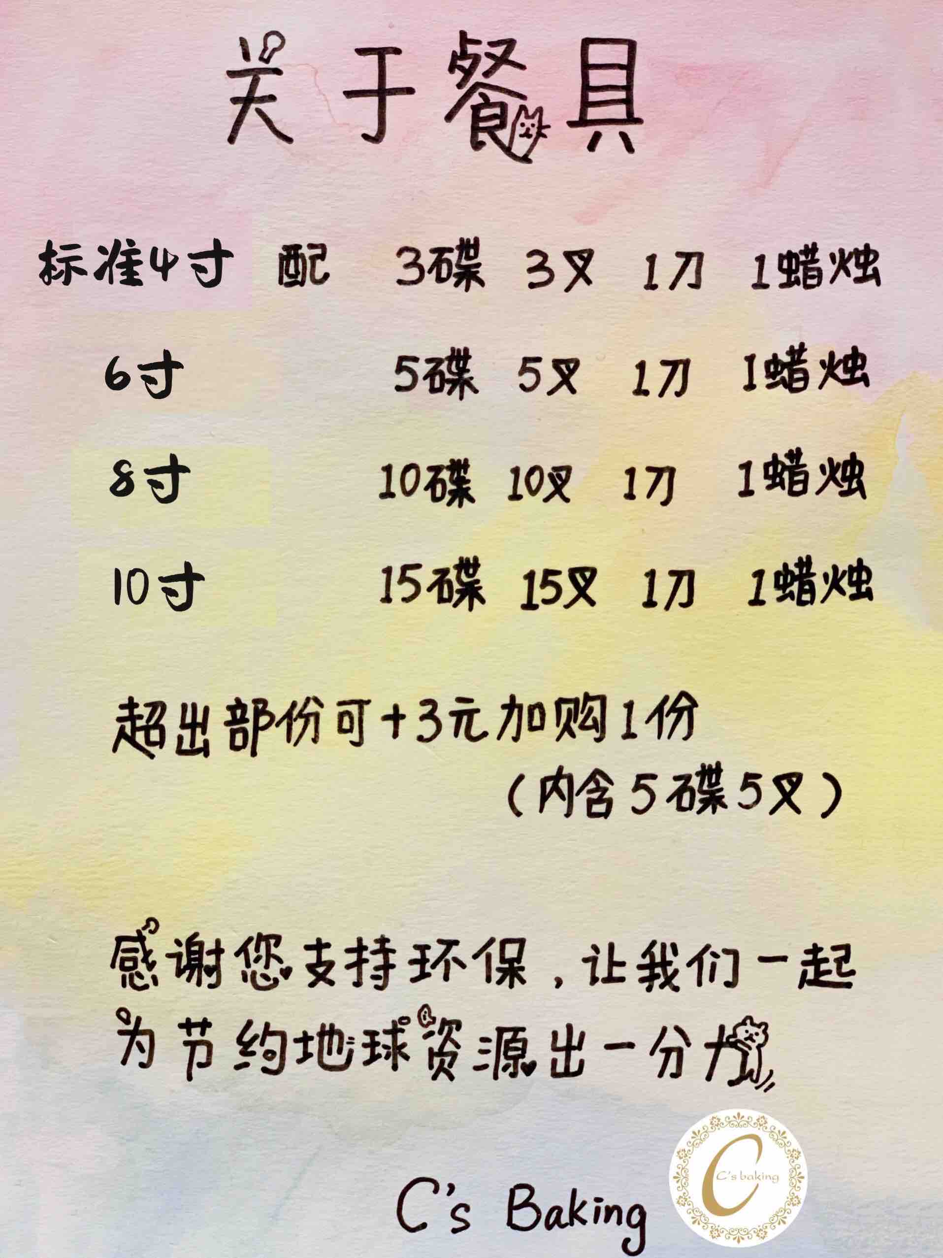 【关于餐具】额外添加餐具可拍～（与蛋糕配套出售）