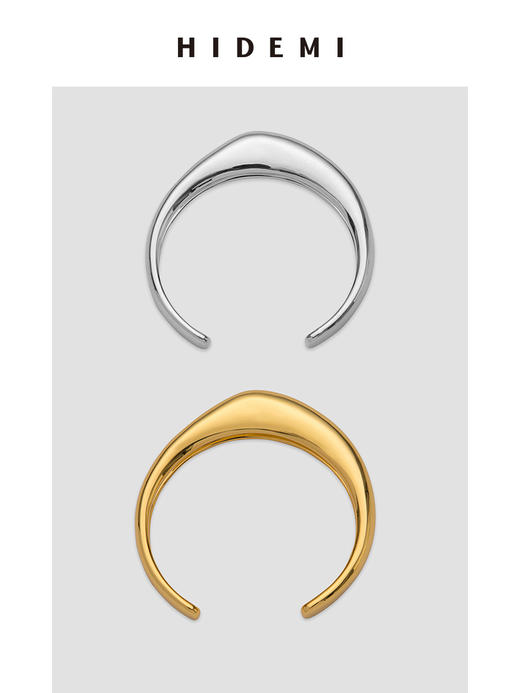HIDEMI简约设计感异形手镯 金色/银色 商品图0