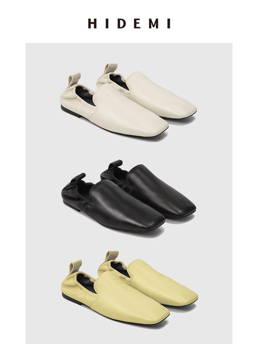 HIDEMI 新款方头小羊皮平底鞋 商品图0