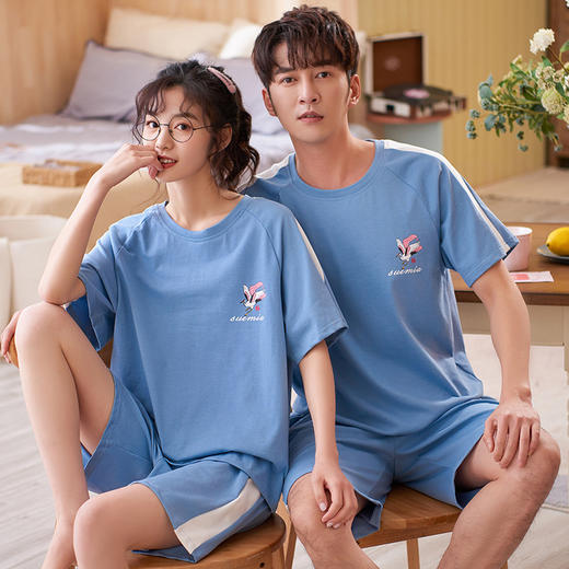 BABY YEON 2022夏季情侣睡衣简约舒适纯棉连衣睡裙夫妻居家可外穿家居服 商品图2