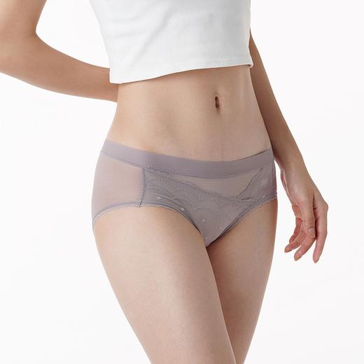 都市丽人时尚系列薄透丝滑蕾丝网布三角中叉女士内裤LK221N 商品图1