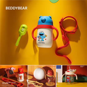 杯具熊水杯夏芝麻街系列儿童学饮保温杯