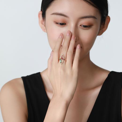 【相伴】JULEE JULEE茱俪珠宝 18K白金祖母绿红宝石钻石戒指 商品图2