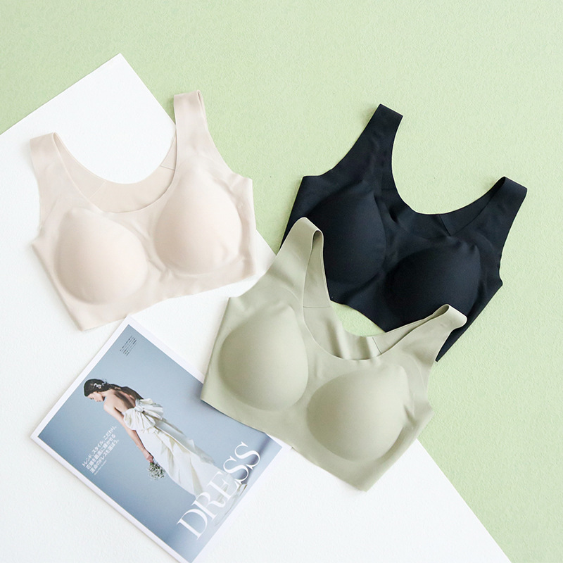 TG-TG02S136夏季桑蚕丝无尺码背心式无钢圈文胸无感真丝内衣无钢圈