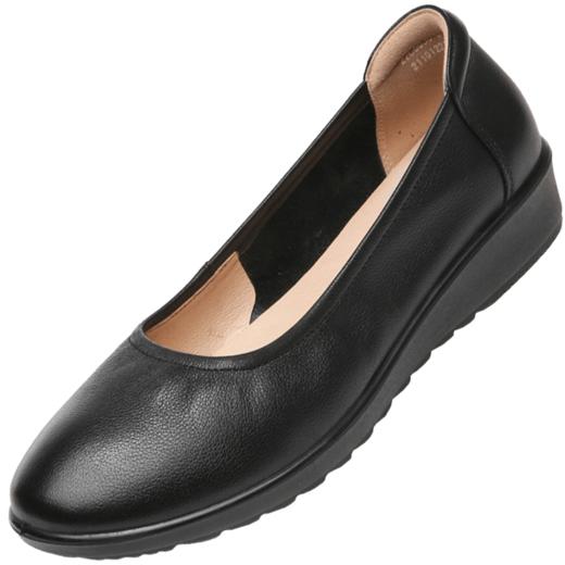 信诺真皮工作鞋女黑色软底舒适上班久站不累脚超软大码41-43皮鞋22C6030-31 商品图4