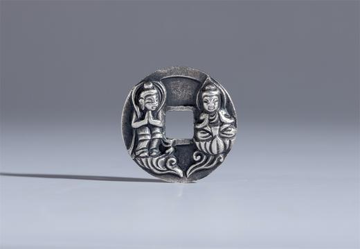 矩德泉坊 纯银手作 淳化元宝背善财童子 供养钱317 商品图1