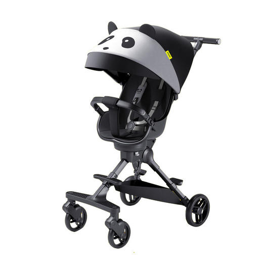 playkids普洛可x3  熊猫款溜娃神器可旋转四轮轻便双向折叠婴儿推车 商品图0