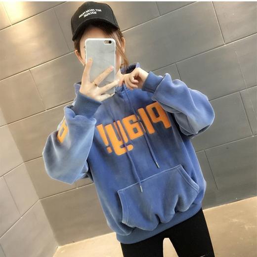 【双面复合绒】卫衣女加绒加厚韩版宽松网红连帽秋冬季上衣外套潮 商品图6