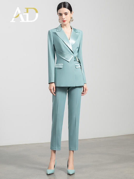 AD高端职业套装女时尚气质女神范西装正装新款绿色设计感收腰西服 商品图1