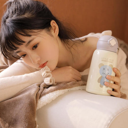 杯具熊儿童直饮保温杯带吸管毛绒杯兔子杯可爱男女便携幼儿园水壶20 商品图3