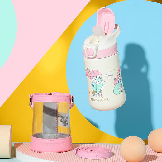 杯具熊童梦系列保温杯带吸管男女宝宝学饮婴幼儿园水杯 商品图2