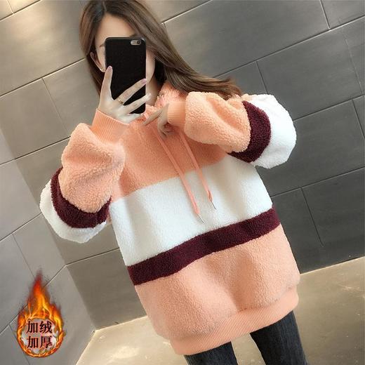 羊羔毛卫衣女加绒加厚2022新款秋冬季韩版宽松时尚上衣连帽外套潮 商品图3