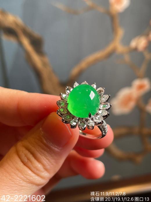 玻璃木纳艳绿蛋面戒指 【42-2221602】具体价格微信咨询 商品图8