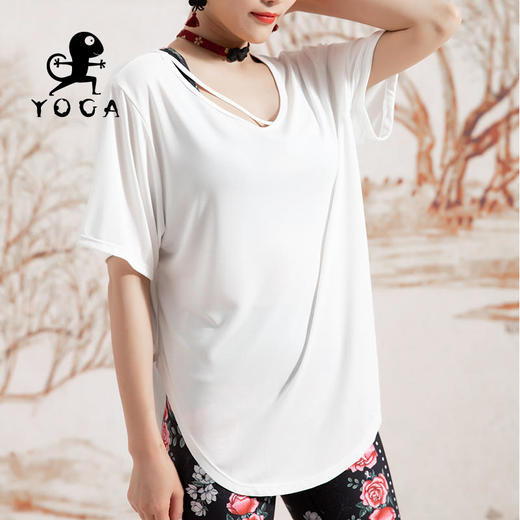 壁虎瑜伽【2202SY151】亲肤宽松短袖T恤（无胸垫）【七十二小时发货】 商品图2