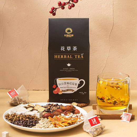 【好食庄园】红豆薏米茶 6g*12袋 夏季花草水果组合三角茶袋泡茶 商品图1