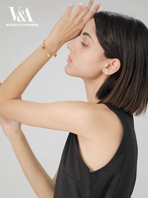 V&A博物馆爱心耳钉项链手链吊坠铜镀金锆石首饰生日礼物送女友 商品图0
