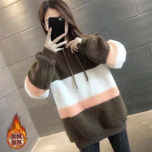 羊羔毛卫衣女加绒加厚2022新款秋冬季韩版宽松时尚上衣连帽外套潮 商品图4