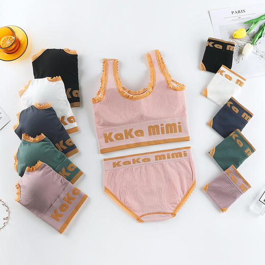 无缝蕾丝花边运动美背加肥加大抹胸无钢圈胸垫舒适学生裹胸套装女 商品图3