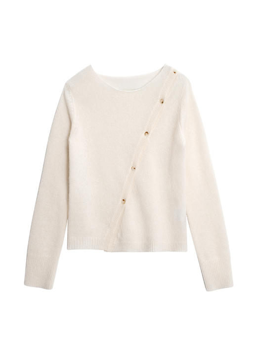 2022新款拉毛丝羊绒7针单股稀针斜襟假式开衫 商品图4