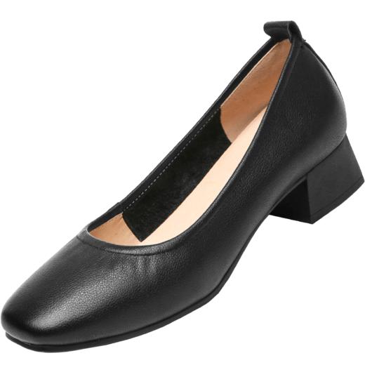 信诺真皮舒适女鞋粗跟高跟鞋女久站不累脚工作鞋黑色皮鞋职业单鞋22C1931-12 商品图4