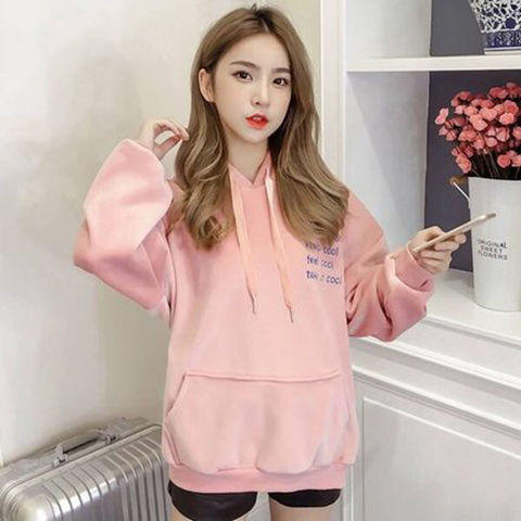 双面金丝绒秋冬季新款韩版时尚百搭显瘦中长款连帽卫衣女外套加绒加厚 商品图6