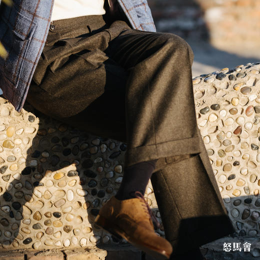 Hardy Minnis Flannel 450克英式法兰绒墨绿色意式工艺直筒裤 商品图4