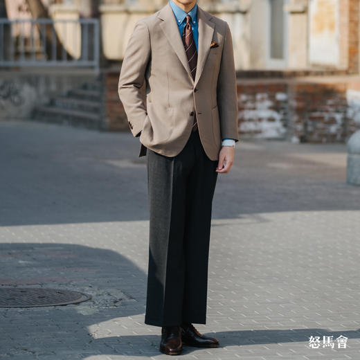 Merino Brothers 四经四纬澳洲美丽诺羊毛碳灰色意式工艺直筒裤 商品图4