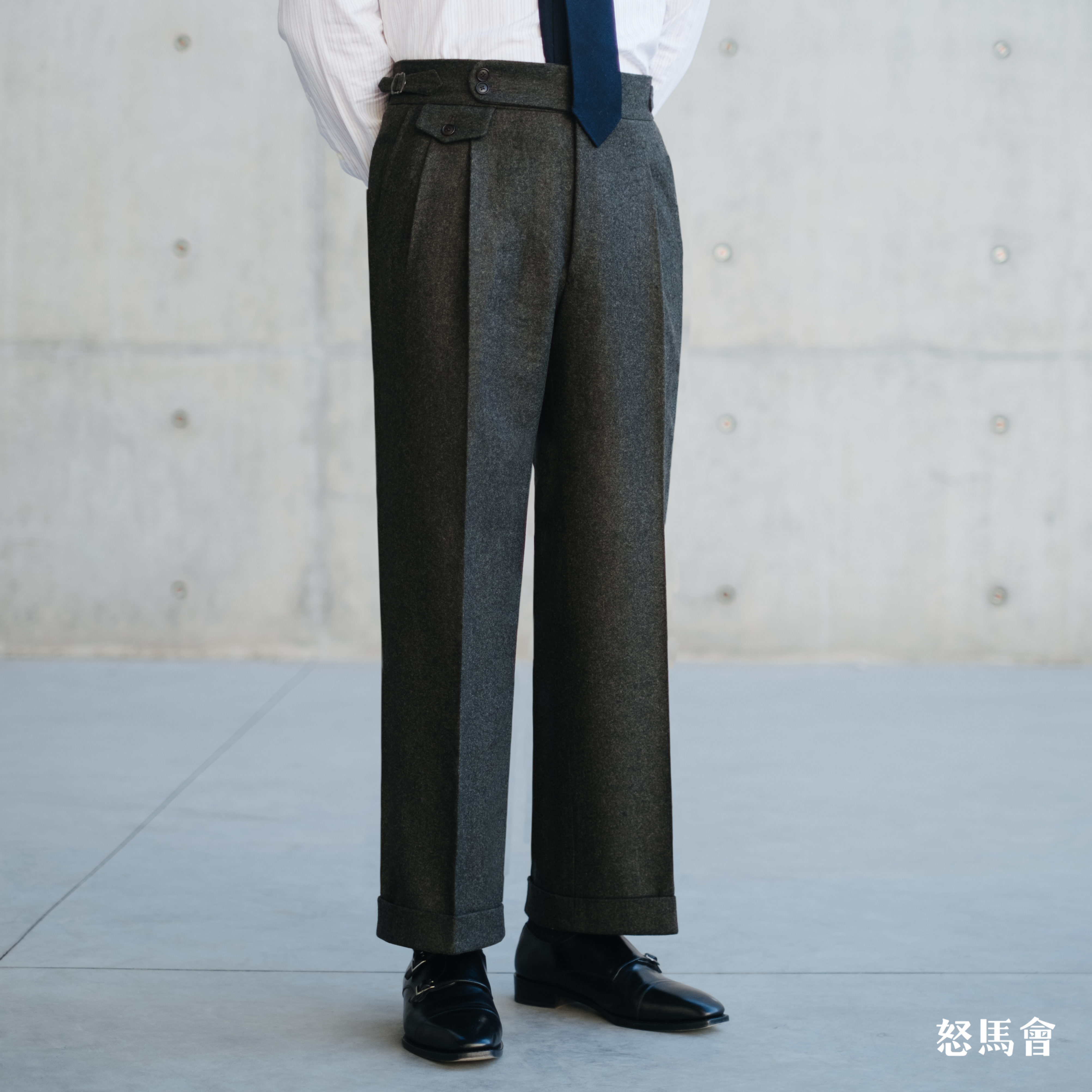 Hardy Minnis Flannel 450克英式法兰绒墨绿色意式工艺直筒裤