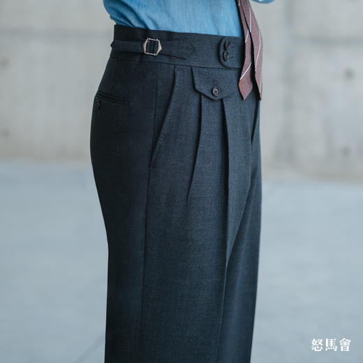 Merino Brothers 四经四纬澳洲美丽诺羊毛碳灰色意式工艺直筒裤 商品图2