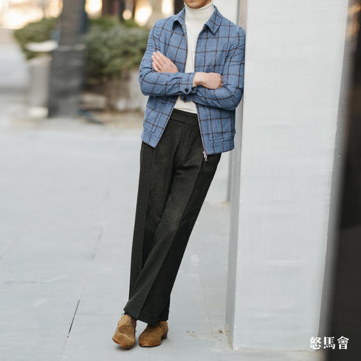 Hardy Minnis Flannel 450克英式法兰绒墨绿色意式工艺直筒裤 商品图2