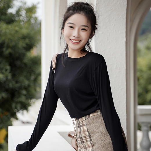 【优衣库代工厂  入秋必备的纯色T恤】升级款HALVIN DIARY纯棉长袖T恤 设计师联合打造 莫兰蒂色系 纯正新疆棉 商品图5