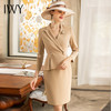 IWY/卡其色女职业气质黑色假两件长袖西装连衣裙Q520-K 商品缩略图1